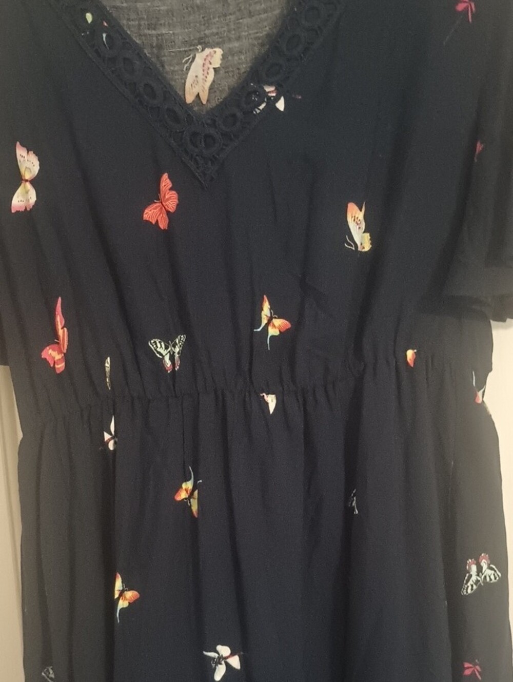 BloomChic Black Maxi Dress with Butterfly and Floral Border - Picture 6 of 10